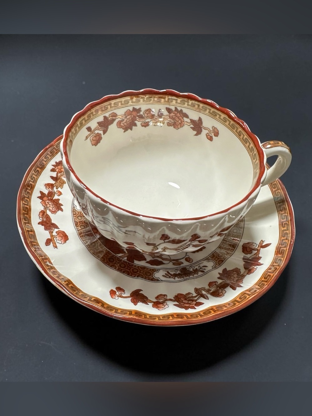 Spode Copeland - Indian Tree, Orange Rust -Tea Cup & Saucer